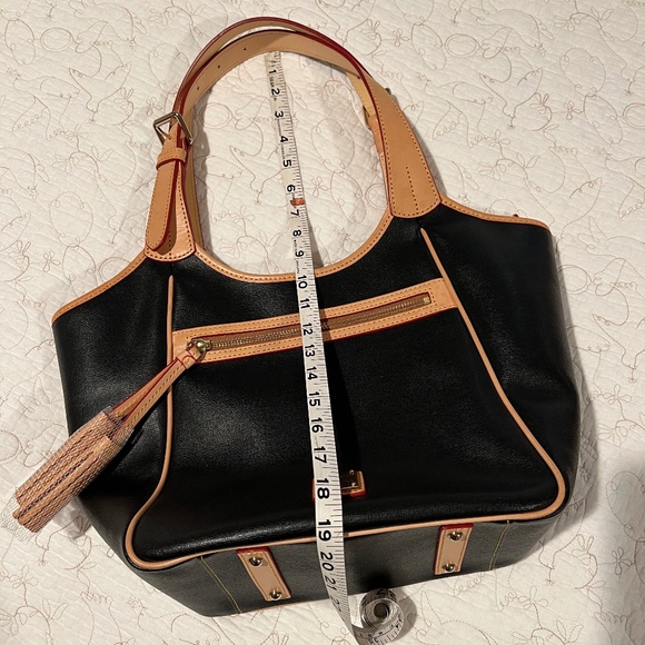 Dooney & Bourke Saffiano Leather Maddie Tote - Black & Tan - Picture 9 of 10